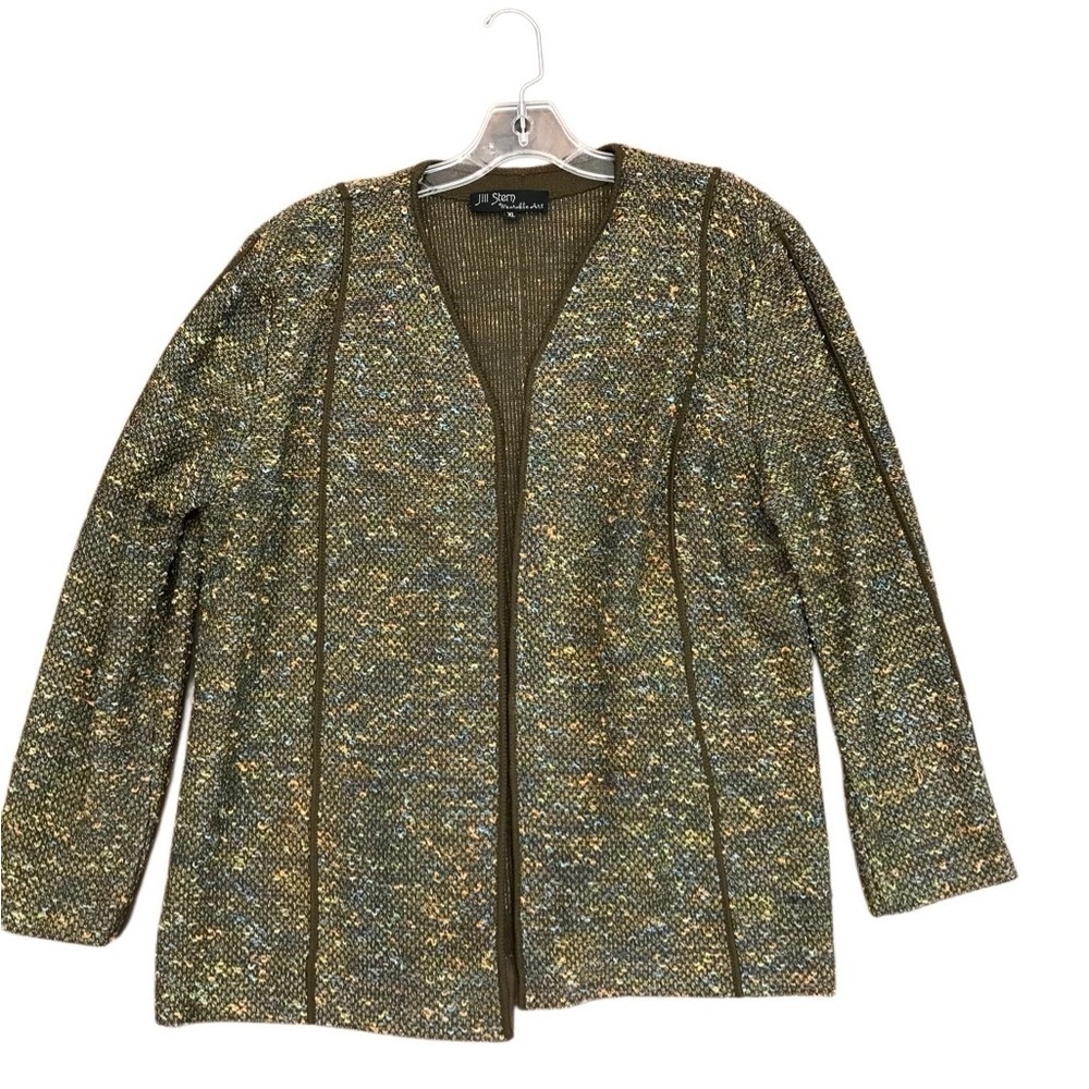 Jill Stern Wearable Art Multicolor Knit Cardigan XL